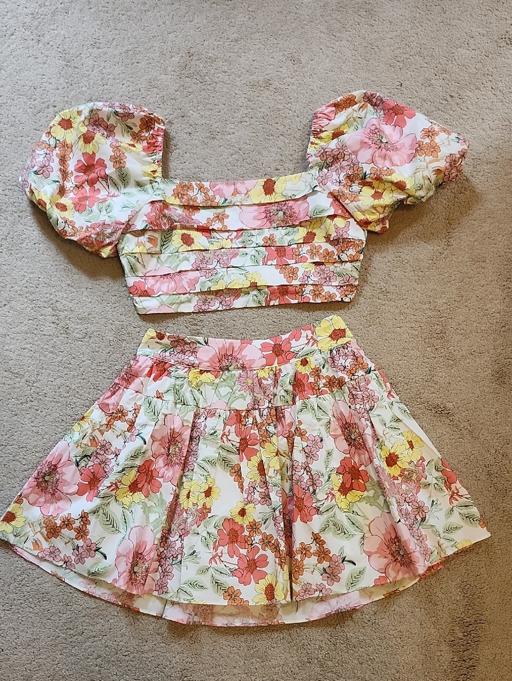 Buddy Love Floral Two-Piece Set in Pink, Yellow, Green